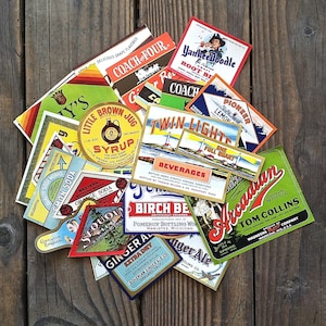 100 Different HOARDHOUSE SODA Bottle Labels 1890s-1950s Unused Label Collection