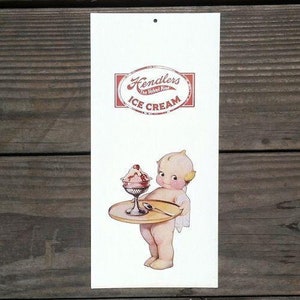 Vintage Original KEWPIE HENDLER&#39;S Ice Cream Diner Cardboard Sign 1920s