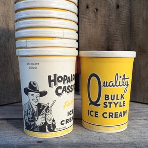 Vintage Original 1950s HOPALONG CASSIDY Ice Cream Box Quart Container