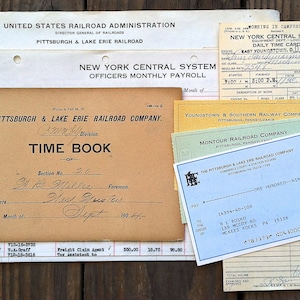 100 Vintage Original 1900-1980s RAILROAD TRAIN RAILWAY Paper Document Lot