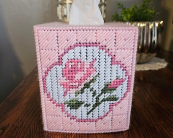 Pink Rose Tissue Box Cover