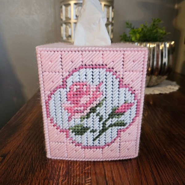 Pink Rose Tissue Box Cover