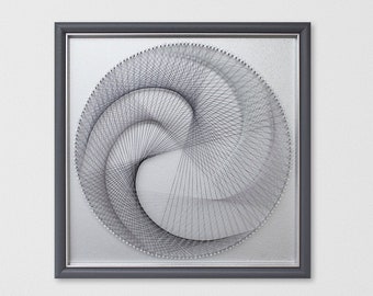 String Art in Silver Grey - Elegant Zen Wall Art for Living Room Modern - Abstract Geometric Wall Art Industrial Style - Mother's Day Gift