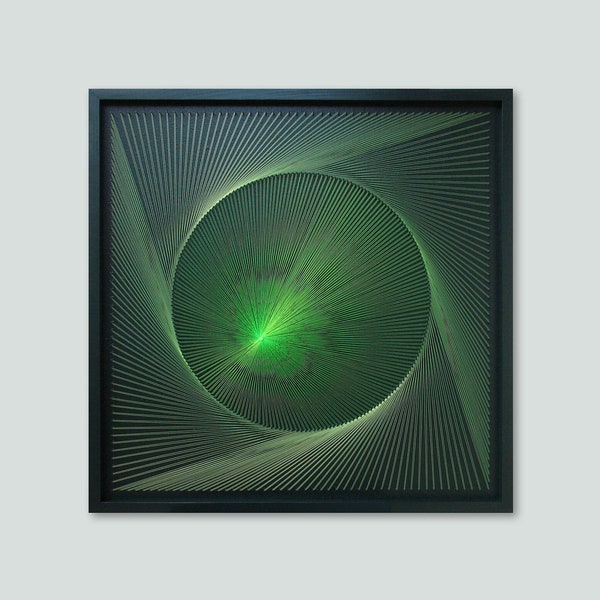 Large Wall Art in Green for Living Room Modern - Neon String Art - Gallery Wall Art Framed - Abstract Geometric Wall Art - Wedding Gift