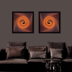 UV String Art - Neon Wall Art - Glow in the dark Art - Black Light Wall Art - Geometric Wall Art Living Room Modern - Moody Wall Art Boho