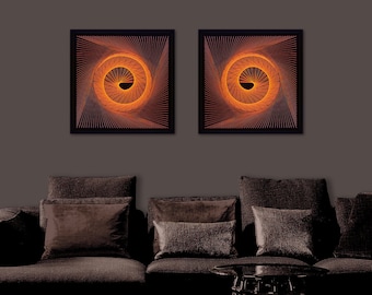 String Art UV - Arte murale al neon - Arte fosforescente - Arte murale con luce nera - Arte murale geometrica per soggiorno moderno - Arte murale suggestiva Boho