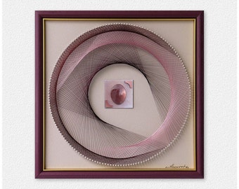 Burgundy Blush Wall Art with Relief - String Art for Entryway - Abstract Geometric Wall Art Living Room Modern - Elegant Gift for Her