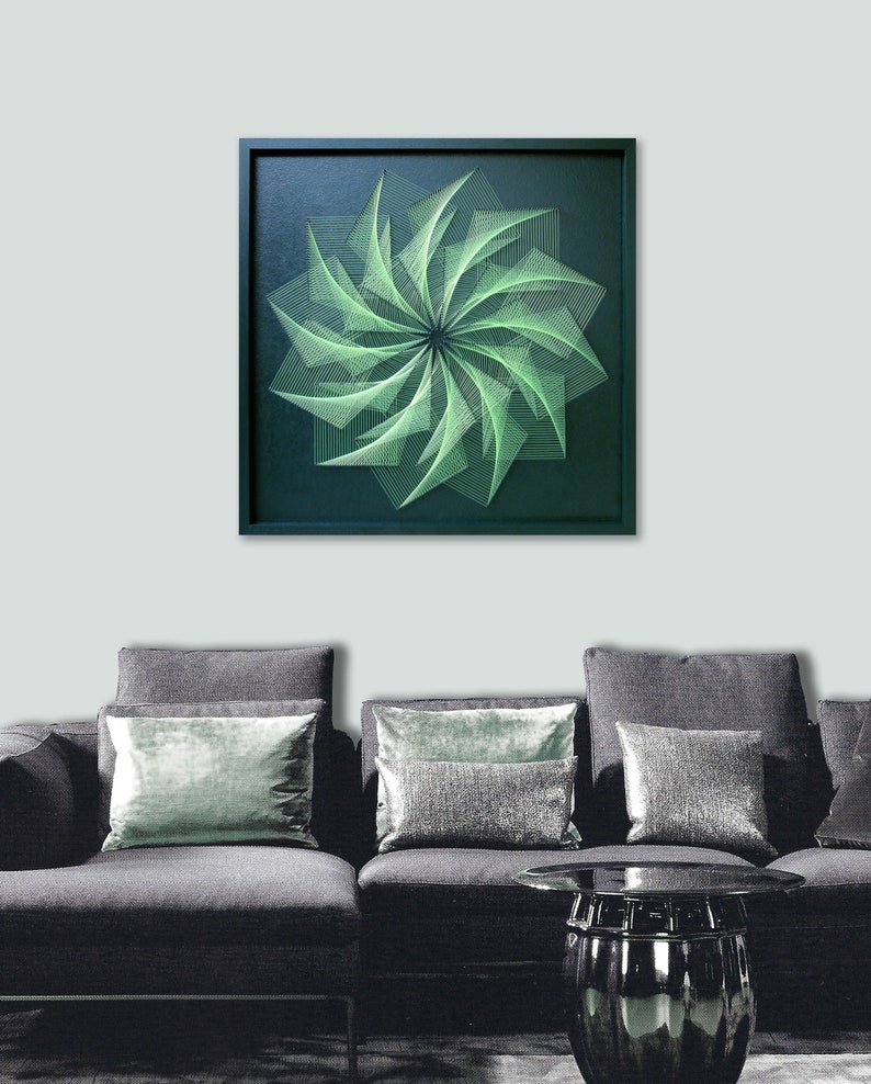 Zen Wall Art Green for Living Room Modern String Art Large Etsy