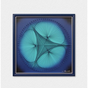 Art mural bleu océan turquoise - fils tendus - triangle d'art mural zen - décoration de plage nautique moderne - art mural géométrique côtier