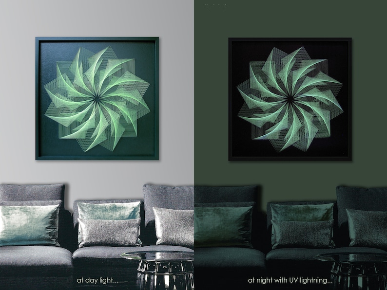 Zen Wall Art Green for Living Room Modern String Art Large Etsy