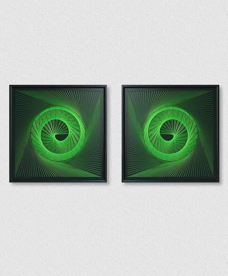 String Art Green Zen Wall Art Wall Art Modern Abstract Etsy