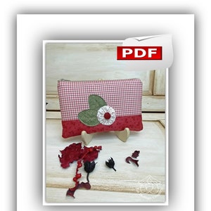 Cherry Pouch, cartamodello in PDF, istruzioni cucito creativo, pochette, astuccio foderato con cerniera, packaging personalizzato
