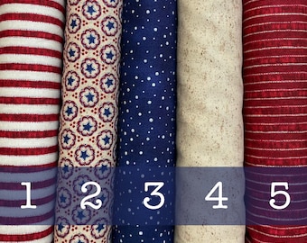 Tessuto cotone americano, tagli da 20x110 cm, tessuto per patchwork, cucito creativo, pupazzeria, americana country, star & stripes