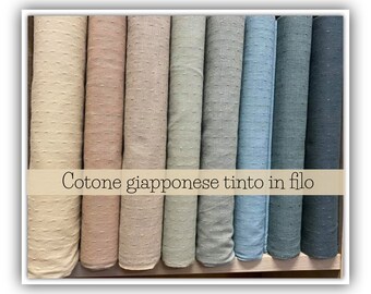 Pacchetto 8 tagli tessuto giapponese cotone tinto in filo in gradazione di colore rosa, crema, verde, azzurro, ideale per applicazioni