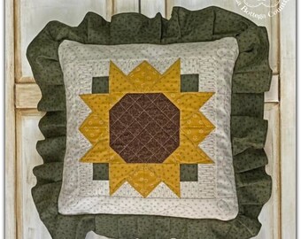 Copri cuscino con girasoli, cuscino patchwork,  cover per cuscino 40x40 cm, arredo tessile stile country