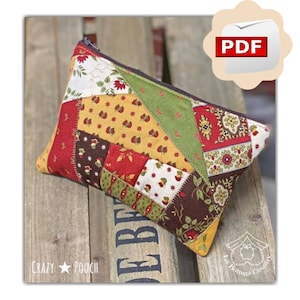 Crazy Pouch, sewing project, crazy patchwork, photo tutorial