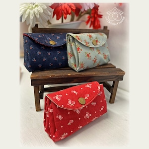 Borsellina, porta monete in tessuto, porta tessere, borsellino in cotone americano, piccola pochette da borsa