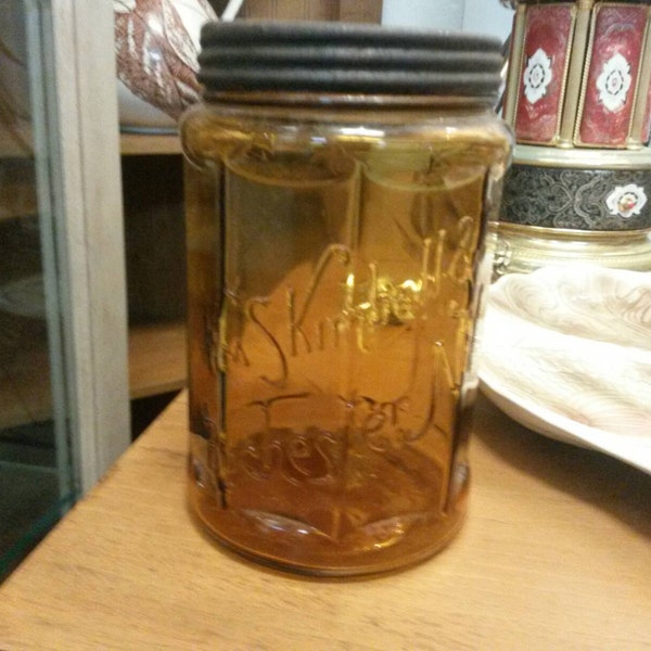 Vintage William S Kimball & Co Rochester, NY Amber Glass Cigar Jar