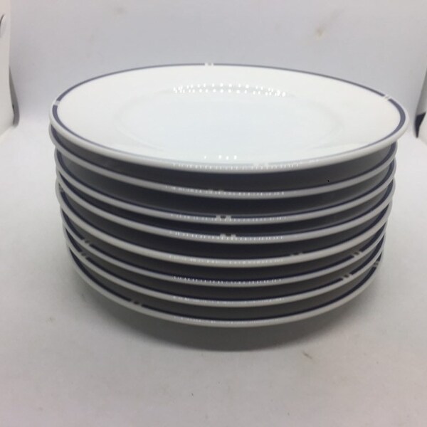 Vintage Set Of 8 American Airlines Gwathmey Siegel Swid Powell/Amko 73-PL-91 Wessco Business/First Class Ceramic China Bread & Butter Plates