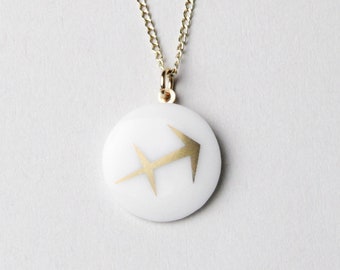 Porcelain pendant, gold, sign of the zodiac, Sagittarius