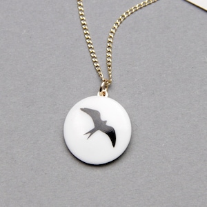 Snow-white porcelain pendant, Black swallow. image 1