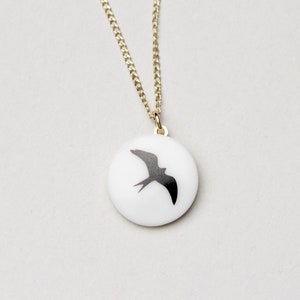 Snow-white porcelain pendant, Black swallow. image 2