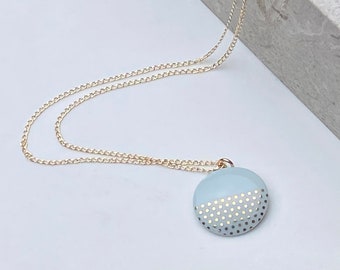 Mint porcelain pendant, with gold dots