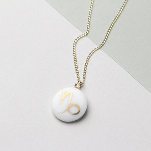 Capricorn porcelain pendant, gold, sign of the zodiac. image 2