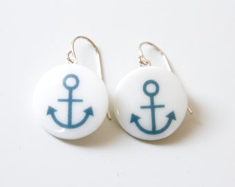 Pendant earrings from snow-white, blue anchor