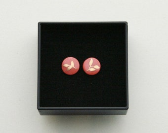 Stud earrings from red porcelain / Golden decor / Porcelain jewellery