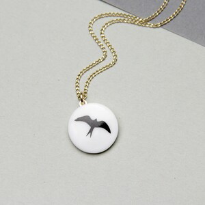 Snow-white porcelain pendant, Black swallow. image 3