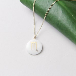 Scorpio porcelain pendant, gold, sign of the zodiac. image 3