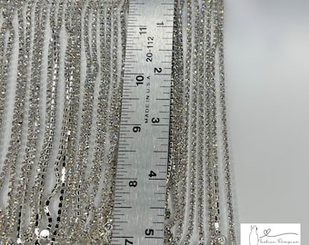 5 inch rhinestone fringe silver  | silver fringe trim | Rhinestone trim