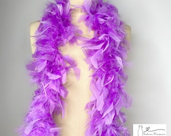 Lavendel 65 Gramm Chandelle Federboa 2 Meter lang | Für Gastgeschenke, Kinder Basteln & Anziehen, Tanzen, Hochzeit, Halloween, Kostüm
