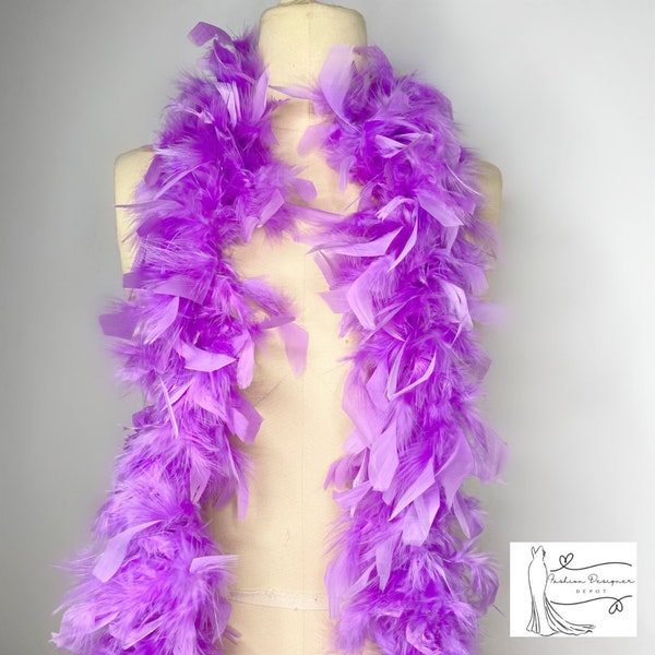 Lavender 65 Gram Chandelle Feather Boa 2 yards long | For Party Favors, Kids Craft & Dress Up, Dancing, Wedding, Halloween, Costume