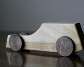 wooden retro style car, eco friendly, recycled natural toy for baby boys, toddlers, preschoolers, simple clean shape, great gift for kids