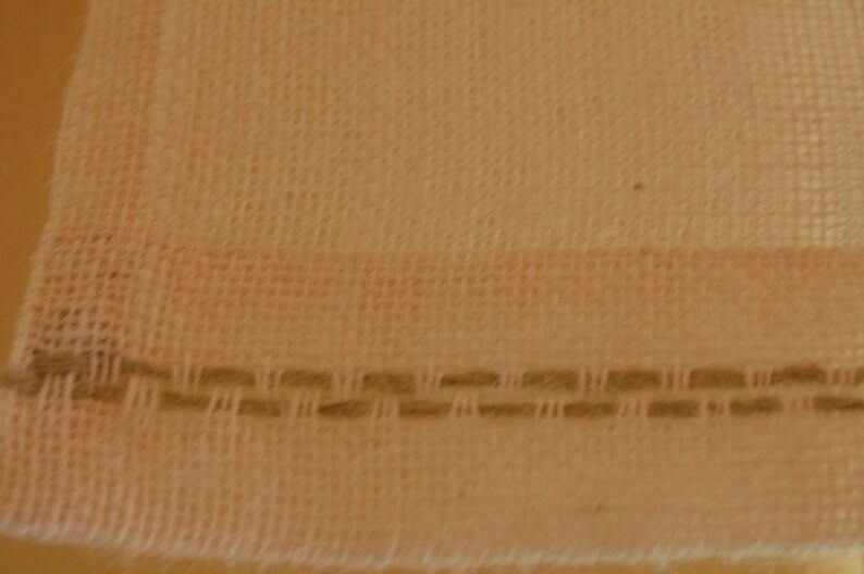 Burlap Window Valance in white or ivory color 14 inches tall /& custom width with hand embroidered hem in custom color 64/'/' to 92/'/' width