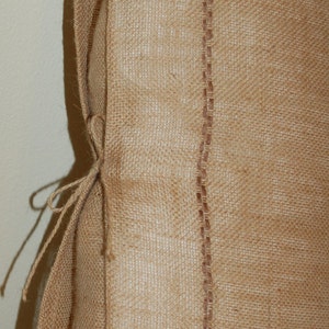 Set of two or one 100% Jute Natural Burlap Pillow Covers Shams with Hand Embroidery in Custom Color.