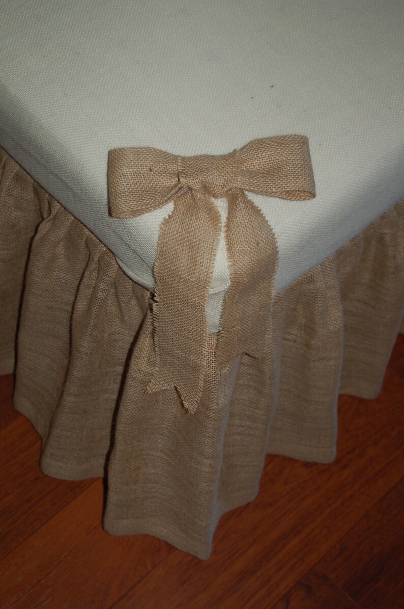Beautifulstylish Natural Burlap Ruffled Bed Skirt Twin Size Etsy