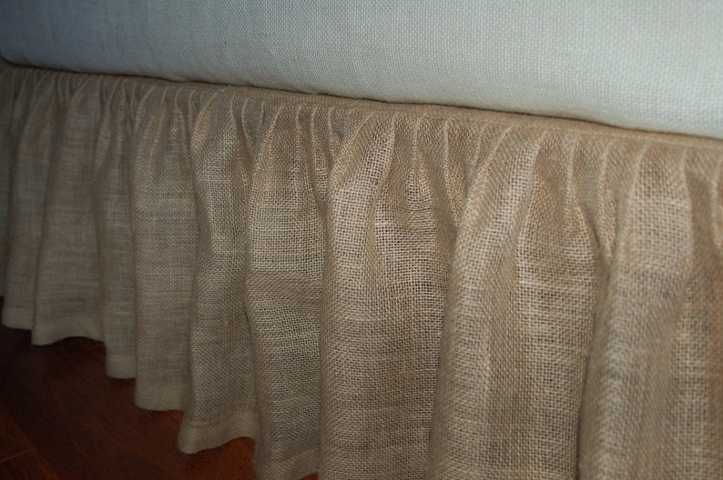 Beautifulstylish Natural Burlap Ruffled Bed Skirt Queen Size Etsy