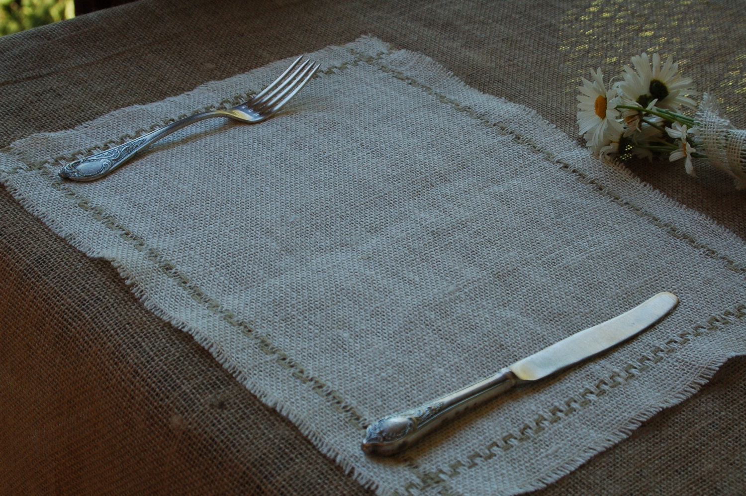 Stylish rustic cottage chic burlap place mats in white Etsy