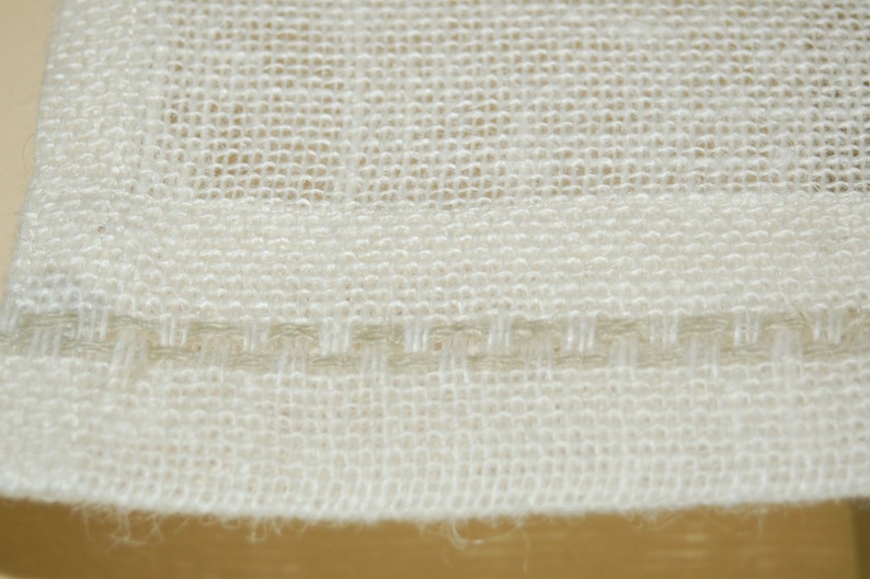 Burlap Window Valance in white or ivory color 14 inches tall /& custom width with hand embroidered hem in custom color 64/'/' to 92/'/' width
