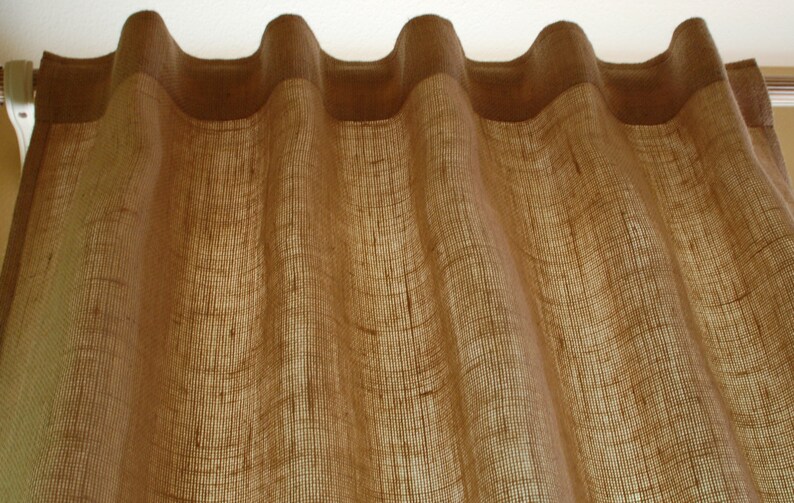 Tab Top 43 Inches Wide Lined Burlap Window Curtain Panel In Etsy