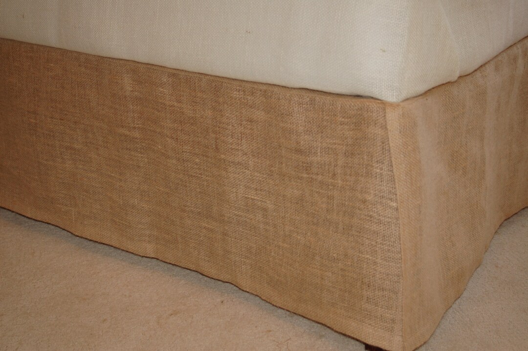 Simple Rustic Cottage Chic Burlap 100% Jute Bed Skirt King Cal.king ...