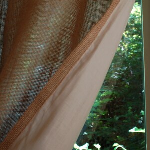 40'' Wide Lined Burlap Window Curtain Panel 100% Jute in Natural Color Custom length up to 70''& up to 132'' long