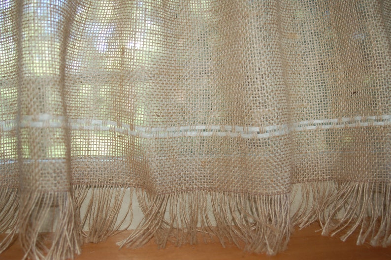 Rustic Chic Fringed Burlap Cafe Curtain Panels Set of Two or - Etsy