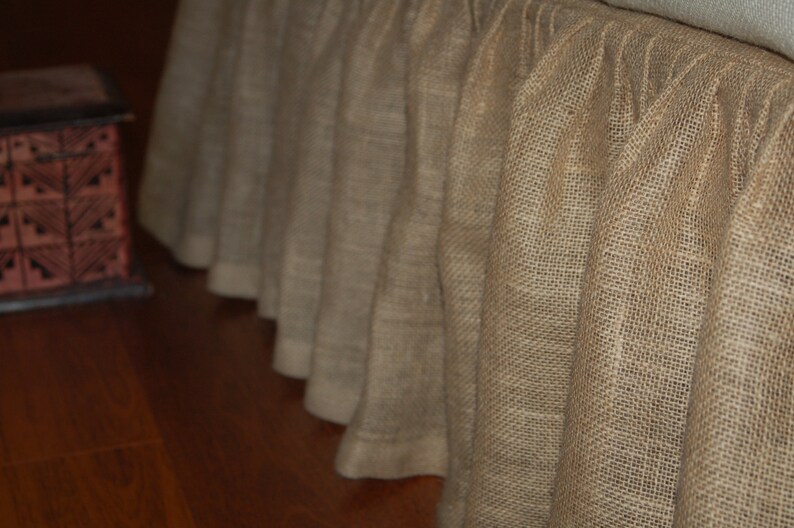 Beautifulstylish Natural Burlap Ruffled Bed Skirt Twin Size Etsy