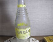 NUGRAPE Soda Bottle - Applied Label and Lettering - Clear Textured Glass