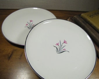 1951 Syracuse China Restaurantware Salad Plate Meadowleaf pattern Green White Leaves Air Brush Design  Made in the USA