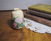 Miniature Porcelain Vase - Satsuma, Japan - Peacock and Flower Motif - Gold Accent